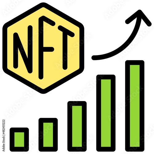 Increasing volume icon, NFT related vector illustration