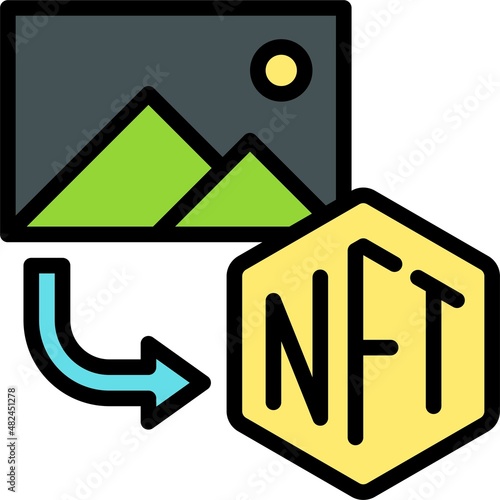 Tokenised icon, NFT related vector illustration