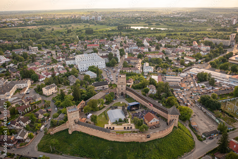 Aerial view on Lubart's castle in Lutsk, Ukraine from drone