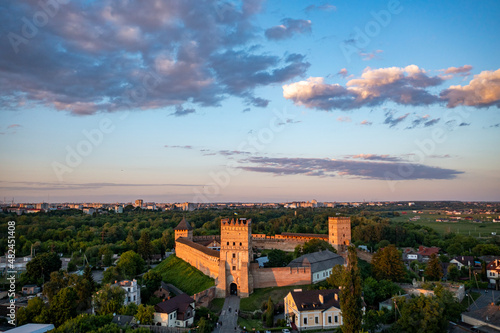 Aerial view on Lubart's castle in Lutsk, Ukraine from drone photo