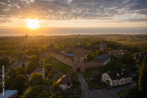 Aerial view on Lubart's castle in Lutsk, Ukraine from drone photo