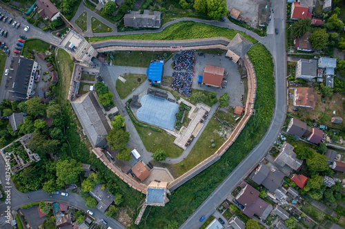 Aerial view on Lubart's castle in Lutsk, Ukraine from drone photo