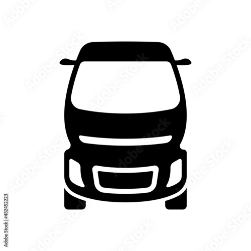 Truck icon. Tractor. Black silhouette. Front view. Vector simple flat graphic illustration. Isolated object on a white background. Isolate.