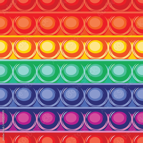 Vector color seamless pattern - Popit. Template, element for design, background. Style sensory anti-stress toy for kids. Color selection - rainbow