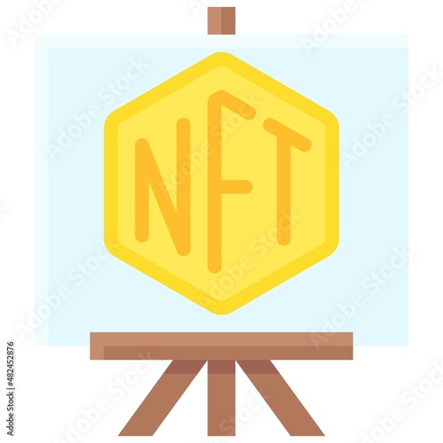 Physical artwork icon, NFT related vector illustration
