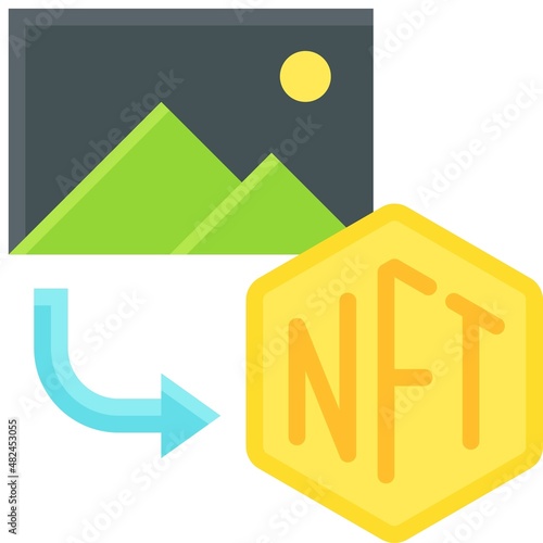 Tokenised icon, NFT related vector illustration