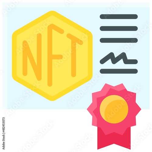 Certificate of ownership icon, NFT related vector illustration