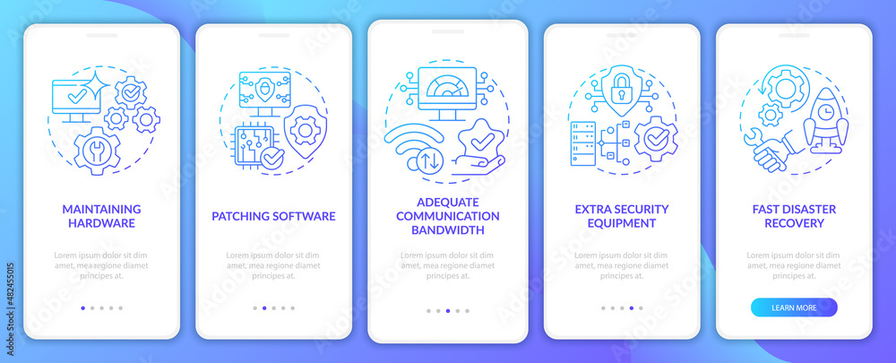 Availability blue gradient onboarding mobile app screen. System safety ...