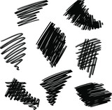 A set of vector elements in the grunge style. Hand-drawn symbols. Stripes and strokes for creating effects and brushes.