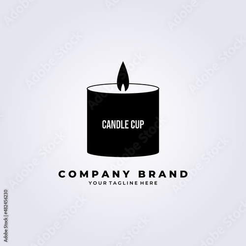 candle Glass light flame logo in cup vector illustration design