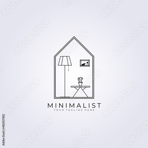 Minimalist home furniture logo vector illustration design, line art interior template logo