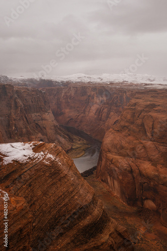 Horseshoe Bend in Arizona. Reddish landscape of the grand canyon of colorado. Erosion of the Colorado River on the East Coast of the United States. Travel and vacation concept