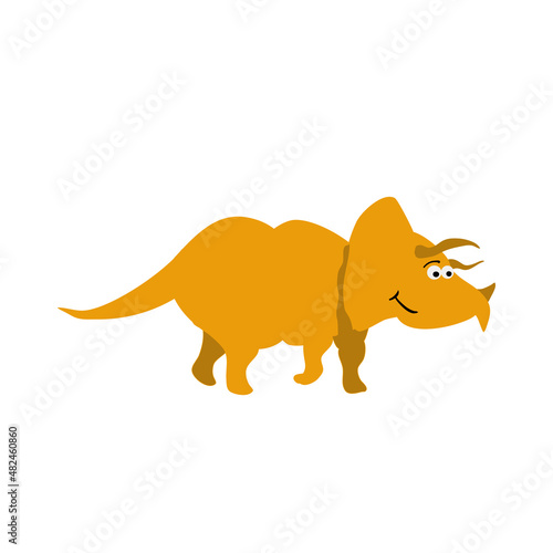 dinosaur triceratops  yellow- vector illustration