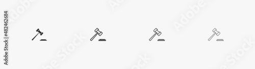 Auction hummer line icon. Judge hummer with black outline vector icon