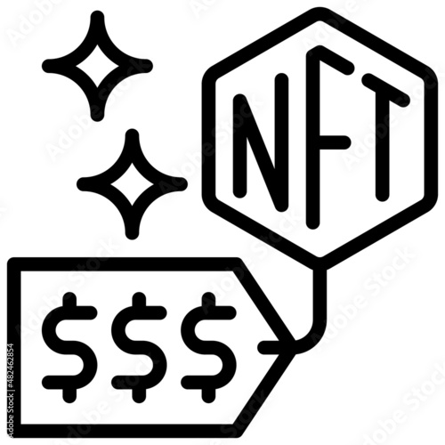 Expensive token icon, NFT related vector illustration