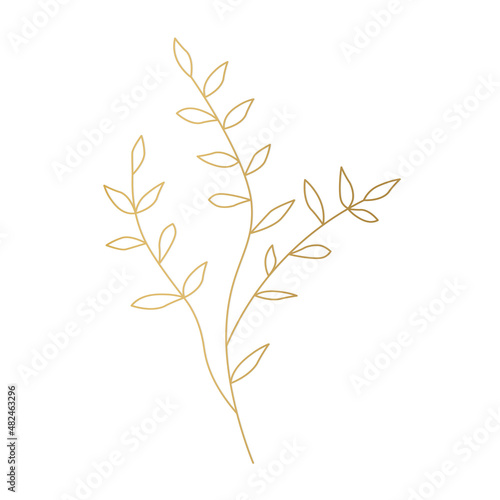 golden branches with leaves- vector illustration