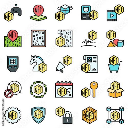 NFT related filled icon set 2, vector illustration
