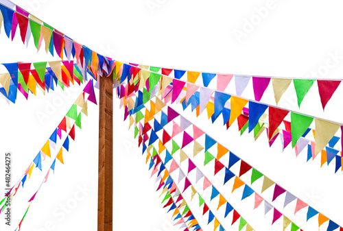 Garlands of flags on white