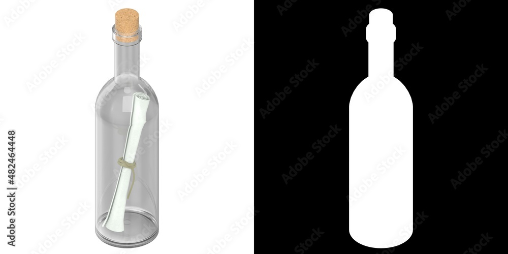3D rendering illustration of a message in a bottle
3D rendering illustration of a message in a bottle
