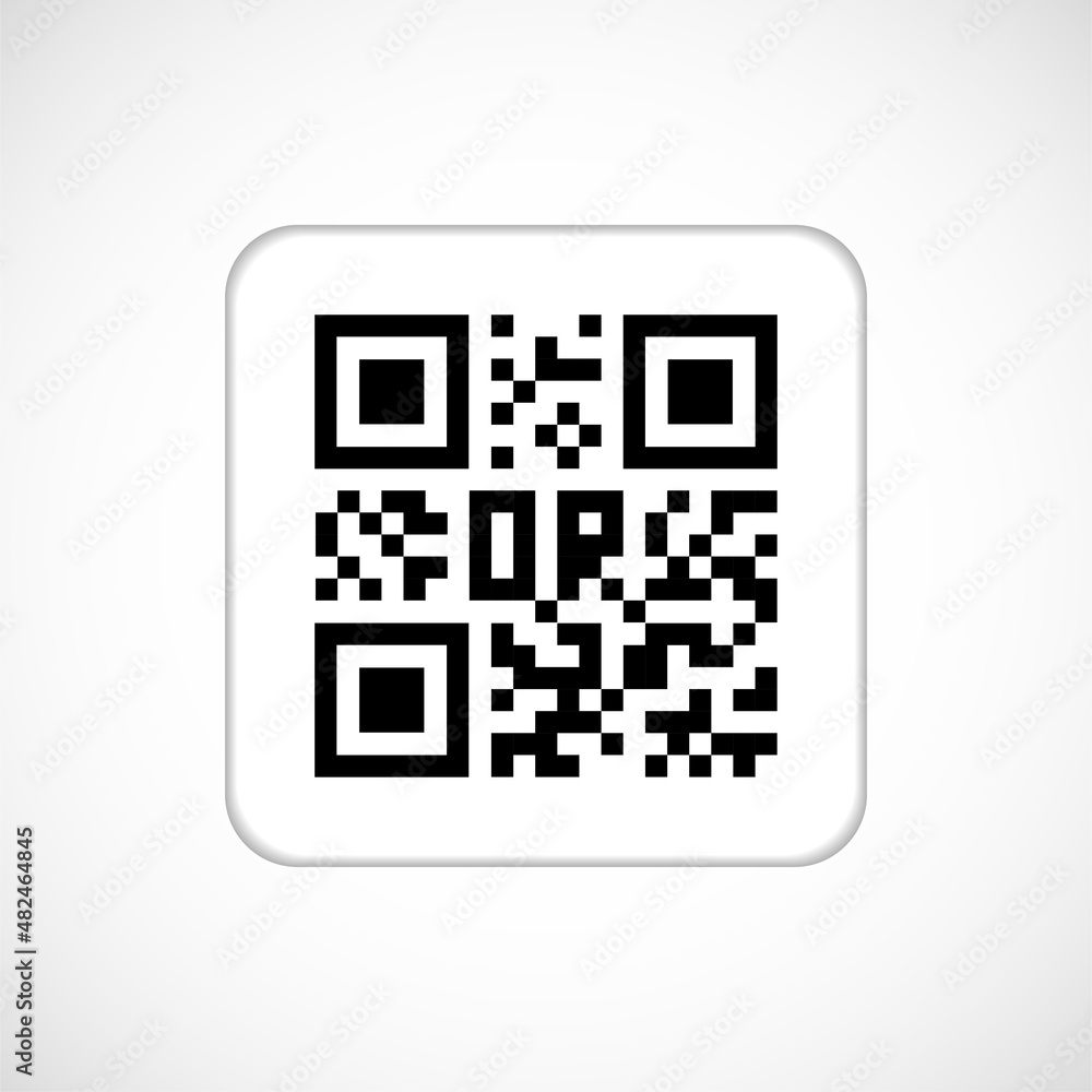 Qr code icon. Black scan code logo, barcode identification. Vector illustration Qr code icon. Black scan code logo, barcode identification. Vector illustration