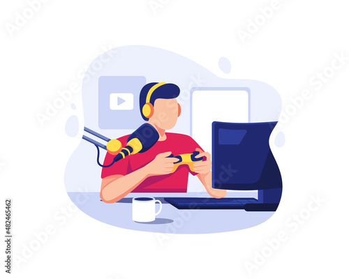 Wallpaper Mural Gamer streaming while playing computer game Torontodigital.ca