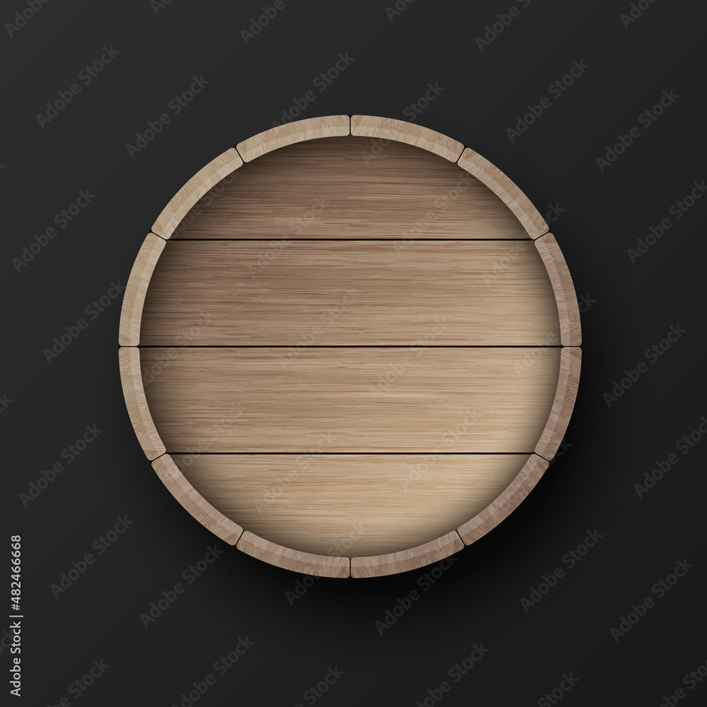 Vector 3d Realistic Wooden Barrel Lid for Storing Alcoholic Beverages.  Brown Beer, Wine Wooden Barrel. High Detailed Wood Vector Barrel of Wine or  Beer Icon. Top View vector de Stock | Adobe
