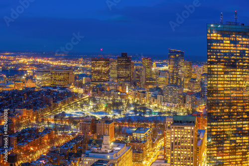 Downtown Boston city skyline cityscape of Massachusetts in United States