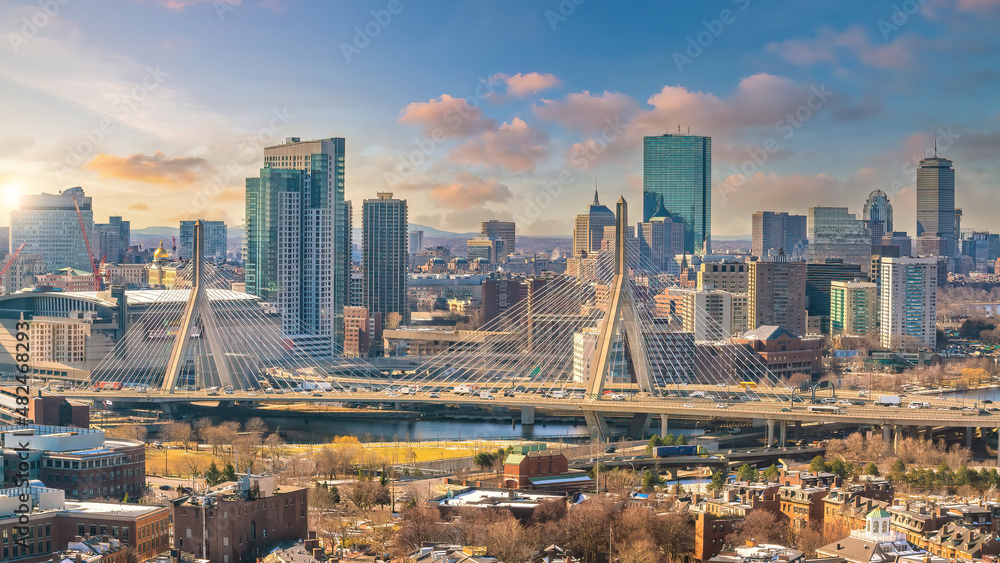 Fototapeta Downtown Boston panoramę miasta Massachusetts w Stanach Zjednoczonych