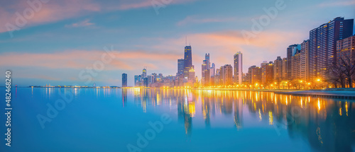 Downtown chicago skyline cityscape of Illinois  USA