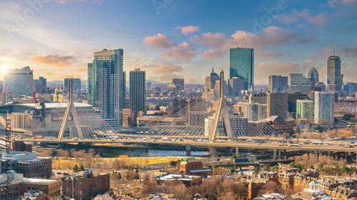 Downtown Boston city skyline  cityscape of Massachusetts in United States