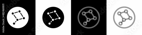 Set Great Bear constellation icon isolated on black and white background. Vector