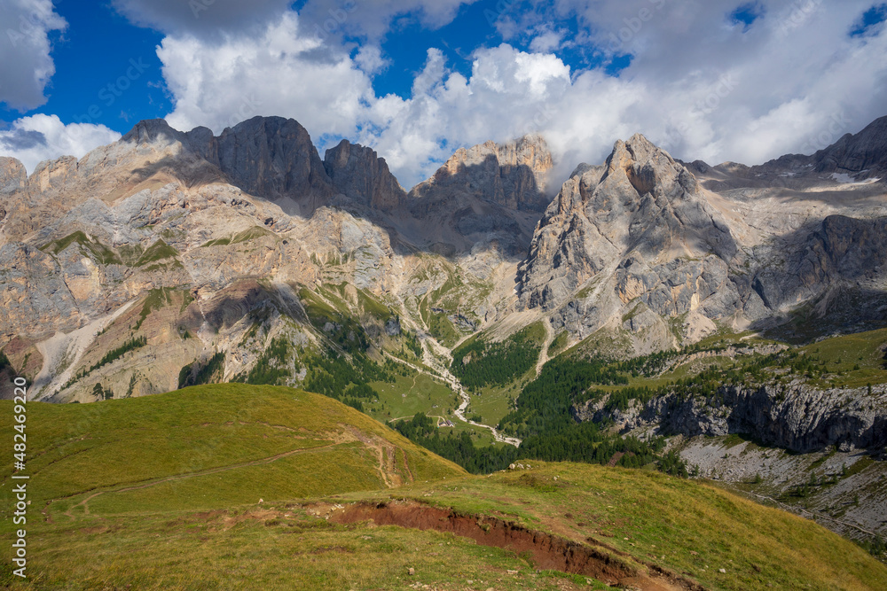 View of the Marmolada massif near Val Contrin. Dolomites. View of the Marmolada massif near Val Contrin. Dolomites.