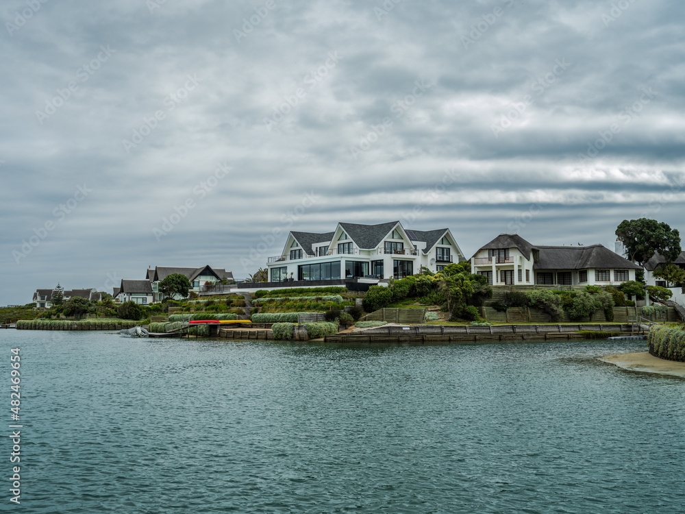 Water town of St Francis bay with canal side houses in South Africa Water town of St Francis bay with canal side houses in South Africa