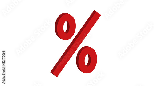Large red Percentage sign isolated on white background. Finance and Economy concept. Market volatility. Financial planning and markets. 3d effect. Interest rate. Percent Vector illustration. Cash back