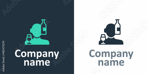 Logotype Alcoholism, or alcohol use disorder icon isolated on white background. Logo design template element. Vector