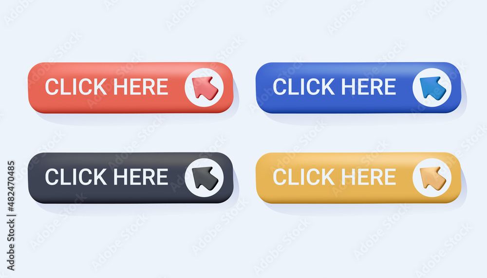 Click here button with arrow pointer clicking icon. Click here vector web button. Web button with action arrow pointer Click here button with arrow pointer clicking icon. Click here vector web button. Web button with action arrow pointer