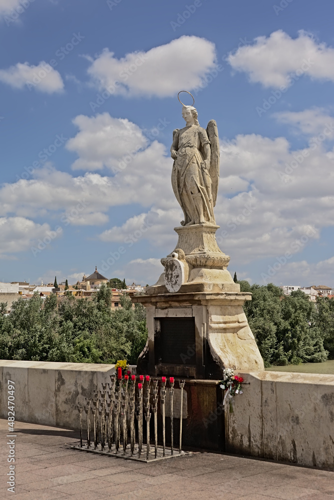 Statue of Saint Raphael on the roman bridge in Cordoba