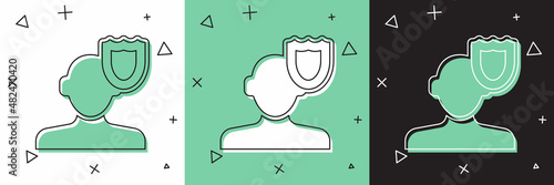 Set Psychology icon isolated on white and green, black background. Psi symbol. Mental health concept, psychoanalysis analysis and psychotherapy. Vector