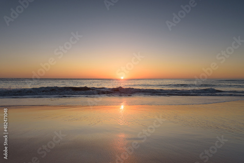 Sunset on the beach of Cape Trafalgar, Canos de Meca, Cadiz, Andalusia, Spain