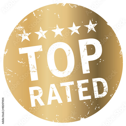 Button top rated gold mit 5 Sternen