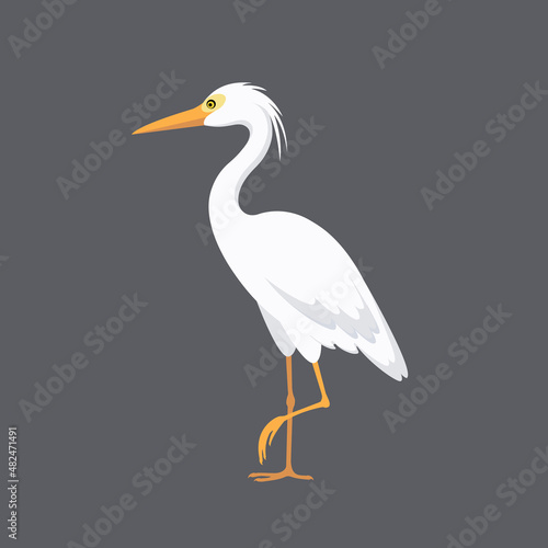 Valokuvatapetti White heron on a gray background