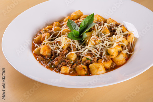 Italian potato gnocchi with bolognese sauce