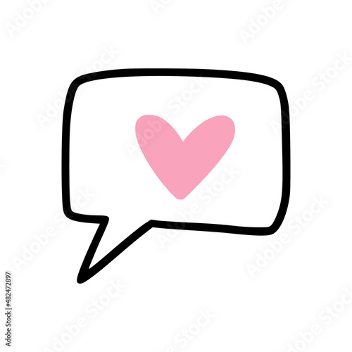 An icon of message with heart in it.