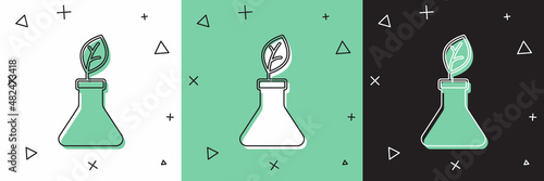 Set Plant breeding icon isolated on white and green, black background. Plants growing in the test tubes. Organic food ,agriculture and hydroponic. Vector