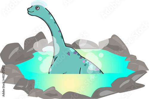 温泉に入るブラキオサウルス