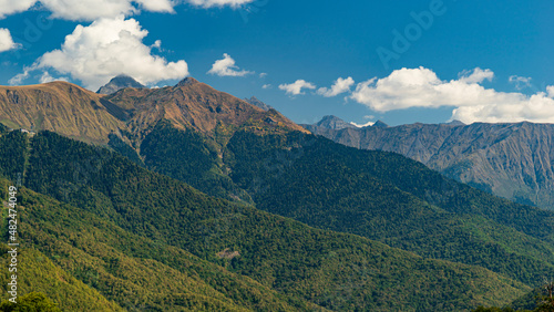 panorama of the mountain peaks of krasnaya polyana