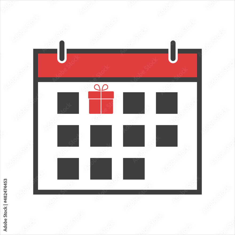 Gift box calendar day icon. Gift calendar. time to give gifts. Gift box calendar day icon. Gift calendar. time to give gifts.