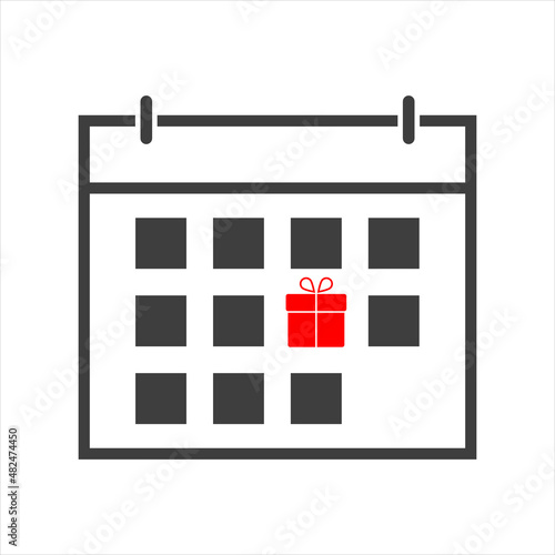 Gift box calendar day icon. Gift calendar. time to give gifts.