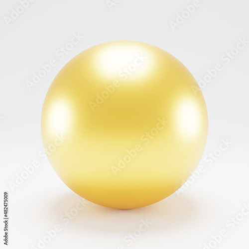 Gold sphere ball. Golden glossy 3d ball. 3d rendering.