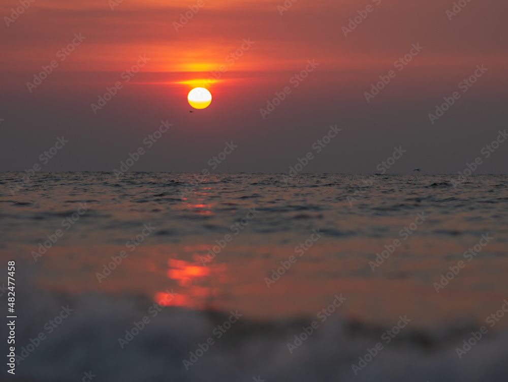 Beautiful sunset on a beach. Summer sunset. Beautiful sunset on a beach. Summer sunset.